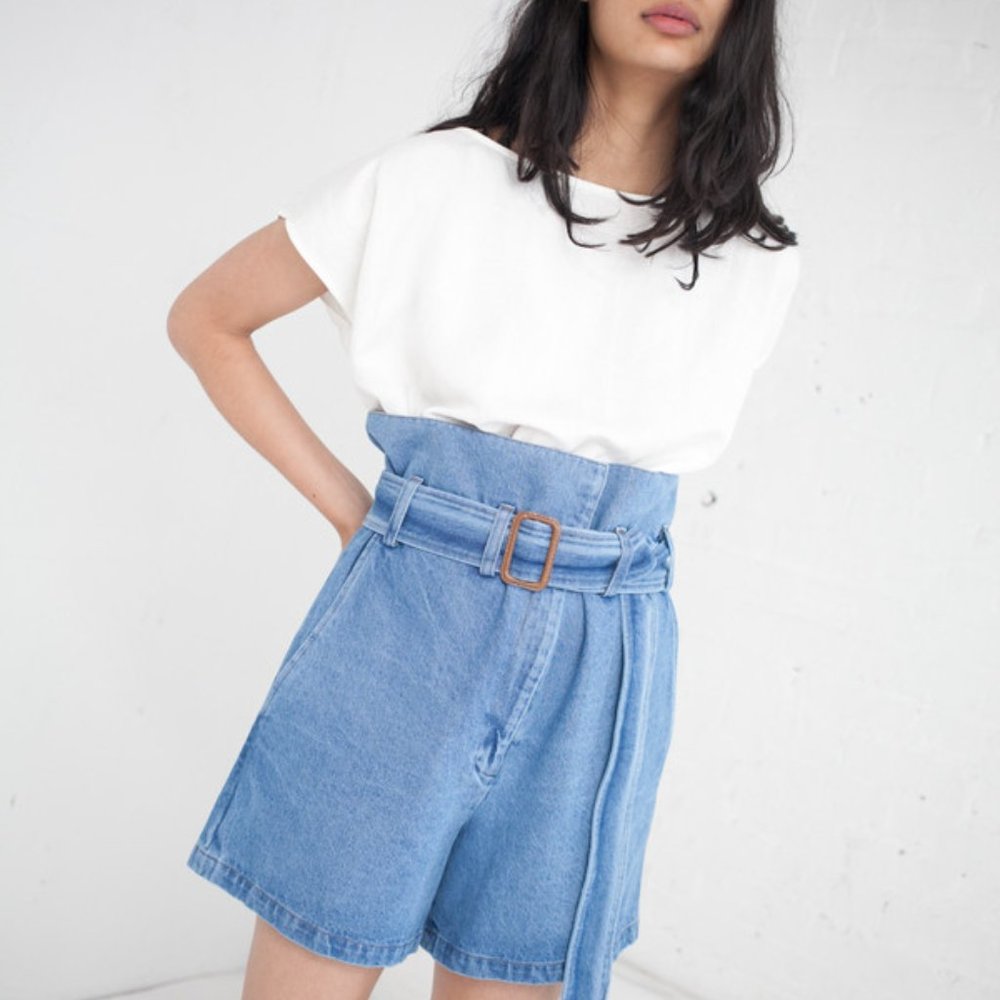 Caron Callahan Dover denim shorts, size XXS, colour Faded Indigo